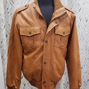 KNOLES & CARTER LEATHER BROWN JACKET